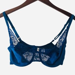 Christian Dior Vintage Cobalt Blue Underwire Bra Size 34C